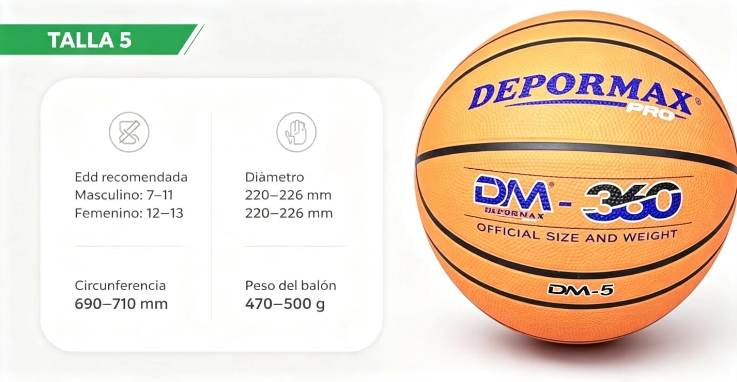 PELOTA DE BASQUET DM-360 DEPORMAX IVIA TALLA 5 Naranja