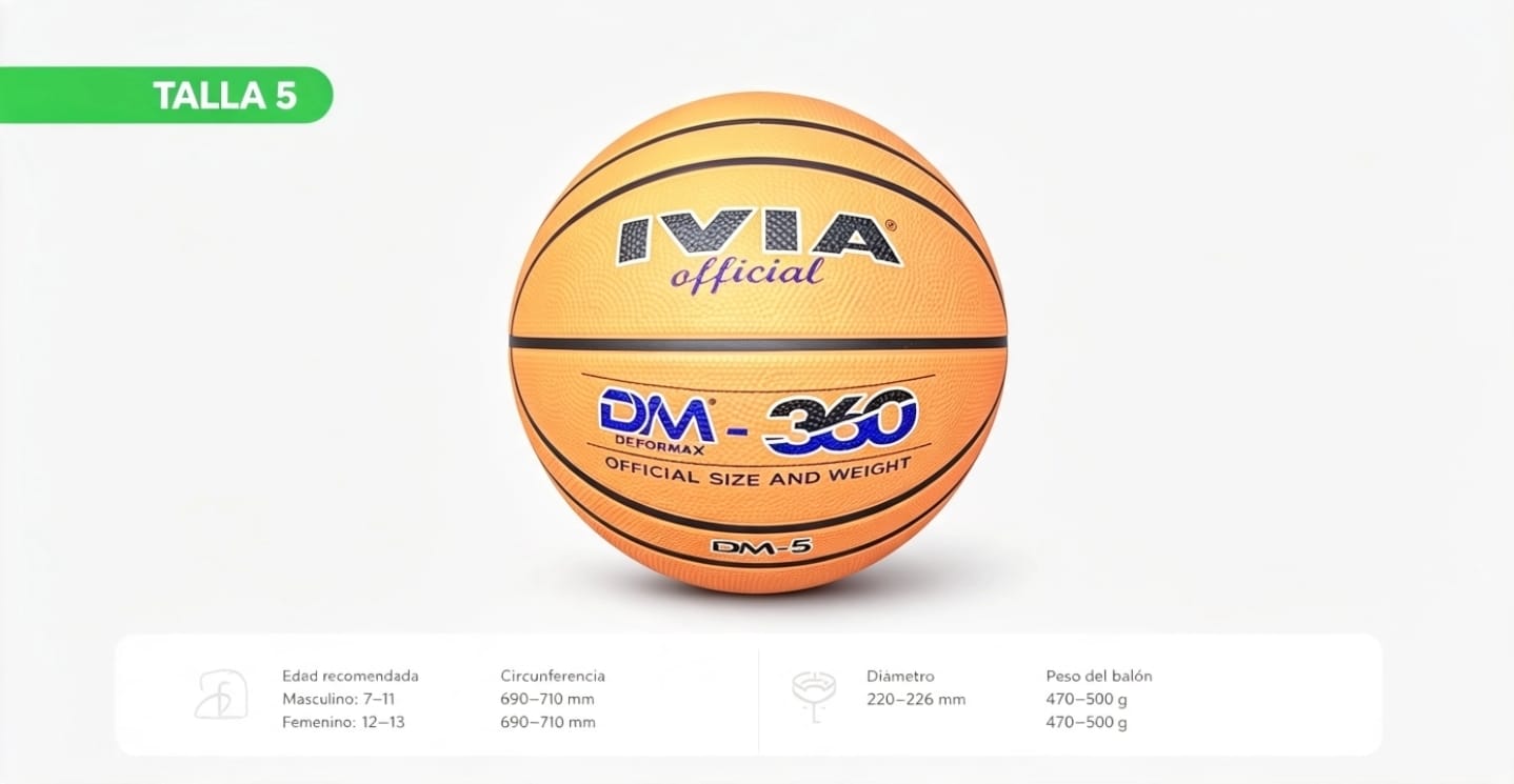 PELOTA DE BASQUET DM-360 DEPORMAX IVIA TALLA 5 Naranja