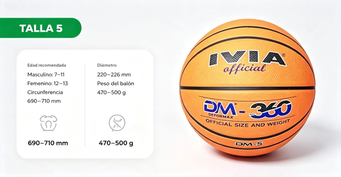 PELOTA DE BASQUET DM-360 DEPORMAX IVIA TALLA 5 Naranja