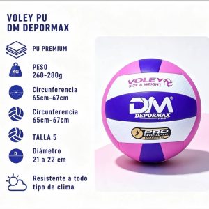 PELOTA DE VOLEY PU DM DEPORMAX Morado, rosa y blanco