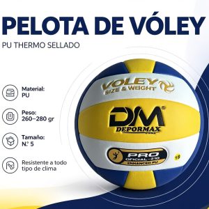 PELOTA VOLEY PU TERMOSELLDA DM DEPORMAX Blanco, amarillo y azul